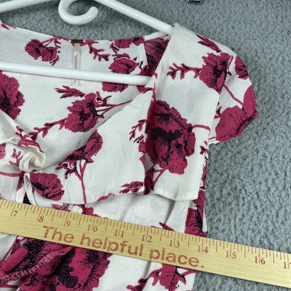 Free People French Quarter Ruffled Mini Wrap Dress Size small Red white Fairycor - Picture 8 of 13